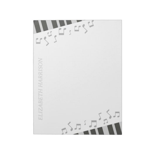 Musiklehrer Piano Keyboard Musiknoten Notepad Notizblock (Rotiert)