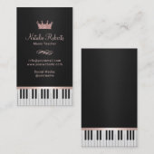 Musiklehrer Piano Rose Goldkrone Visitenkarte (Vorne/Hinten)