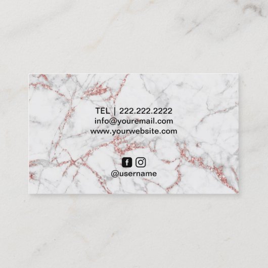 Musiklehrer Piano Schlüssel Moderne Rose Gold Marm Visitenkarte (Rückseite)