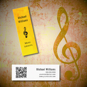 Musiklehrer QR-Code Simple Gold Treble Clef Mini Visitenkarte