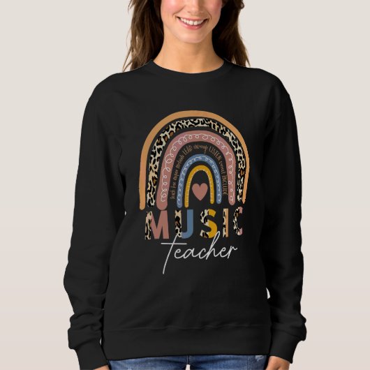 Musiklehrer Regenbogen-Leopard Zurück zur Schule Sweatshirt (Vorderseite)