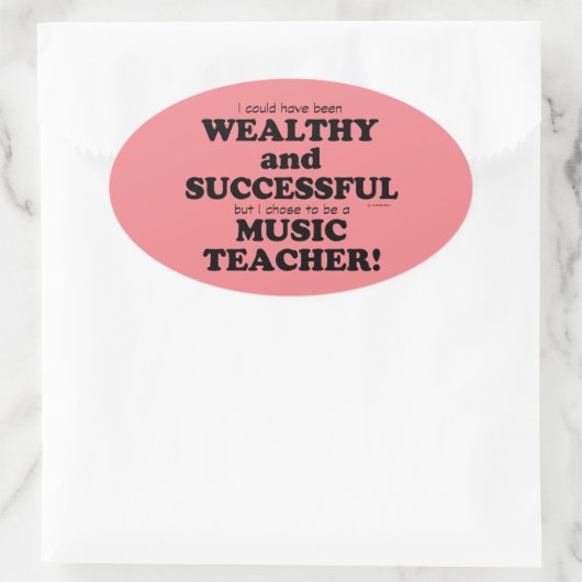 Musiklehrer Reich und erfolgreich Oval Sticker (Tasche)