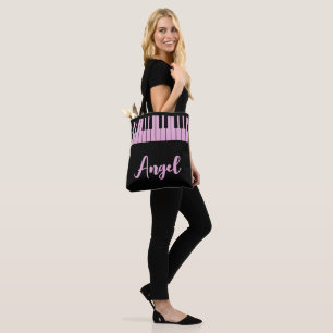Musiklehrer Rosa Klavier Tastatur Name Dunkel Tasche