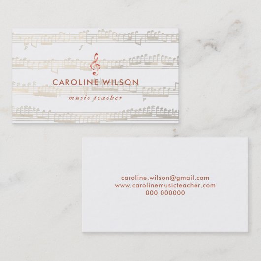 Musiklehrer Rose Gold clever Visitenkarte (Vorne/Hinten)