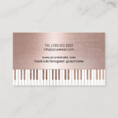 Musiklehrer Rose Gold Piano Schlüssel Musik Visitenkarte (Rückseite)
