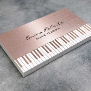 Musiklehrer Rose Gold Piano Schlüssel Musik Visitenkarte