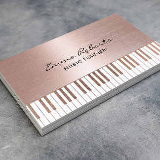 Musiklehrer Rose Gold Piano Schlüssel Musik Visitenkarte