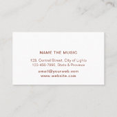 Musiklehrer Rose Goldene Musik Vintag Visitenkarte (Rückseite)