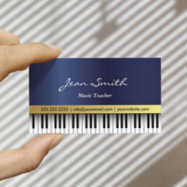 Musiklehrer Royal Blue Piano Elegant Visitenkarte