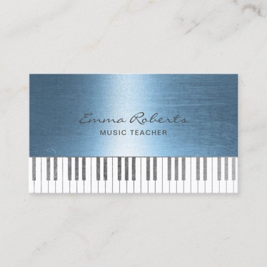 Musiklehrer Royal Blue Piano Keys Musical Visitenkarte (Vorderseite)