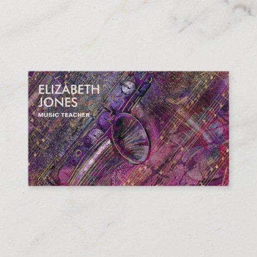 Musiklehrer Saxophone Kunst-Collage - gemischte Me Visitenkarte (Vorderseite)