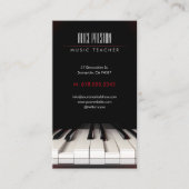 Musiklehrer | Schwarz-weißes Klavier Visitenkarte (Vorderseite)