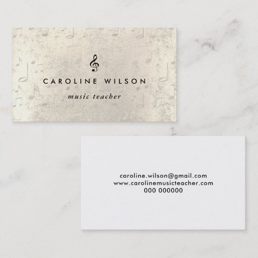 Musiklehrer schwarzer Dreifach-Klammer auf Imitate Visitenkarte (Vorne/Hinten)