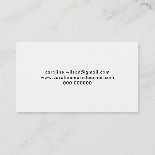 Musiklehrer schwarzer Treble-Strich auf Goldmelodi Visitenkarte (Rückseite)