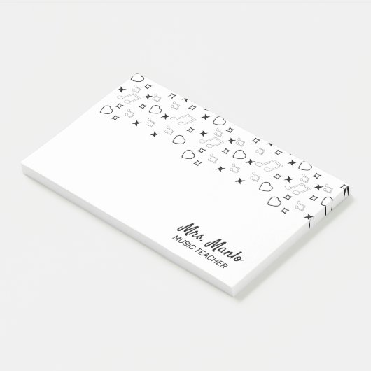 Musiklehrer-Script-Name Musikernotizen Post-it Klebezettel (angewinkelt)