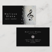 Musiklehrer silberfarbene Imitate Glitzer Visitenkarte (Vorne/Hinten)