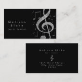 Musiklehrer, Silbergrau Visitenkarte (Vorne/Hinten)