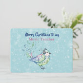 Musiklehrer Singvogel Weihnachtskarte Karte (Stehend Vorderseite)