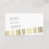 Musiklehrer | Stilvolle Golden Piano Keys Visitenkarte (Rückseite)