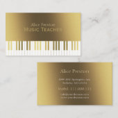 Musiklehrer | Stilvolles Goldenes Klavier Visitenkarte (Vorne/Hinten)