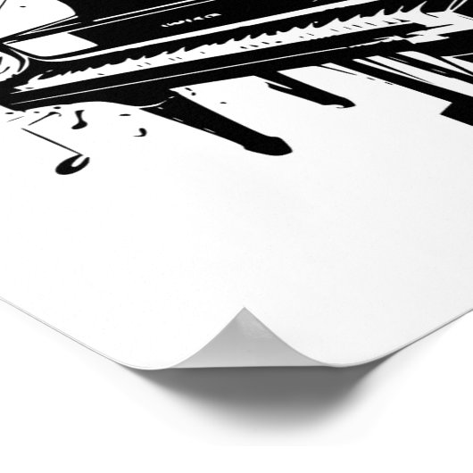 Musiklehrer/Student für Schwarz/Weiß-Piano Poster (Ecke)
