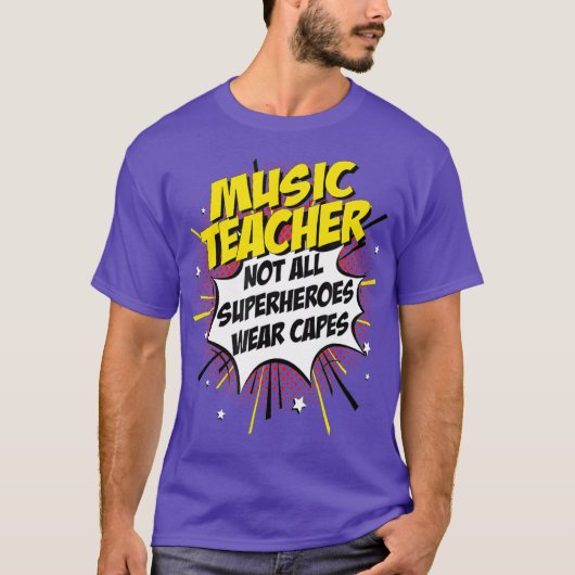 Musiklehrer Superhero Funny Comic T-Shirt Geschenk (Vorderseite)