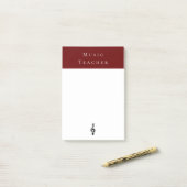 Musiklehrer Treble Clef Musical Red Post-it Klebezettel (Auf Schreibtisch)