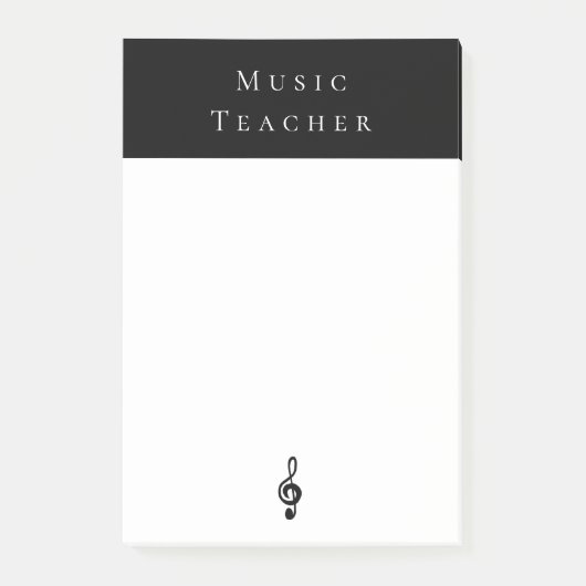 Musiklehrer Treble Clef Schwarz-weiß Post-it Klebezettel (Vorderseite)