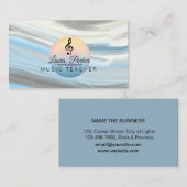 Musiklehrer Treble notieren Blue Sound Waves Visitenkarte (Vorne/Hinten)