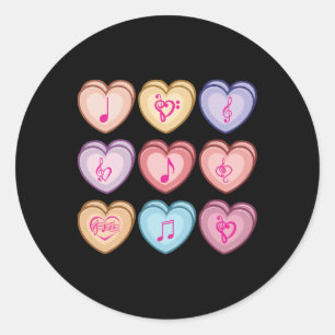 Musiklehrer Valentinstag Candy Heart Musik Runder Aufkleber