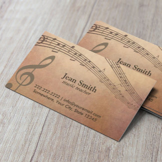 Musiklehrer Vintage Musiknoten Klasse Visitenkarte