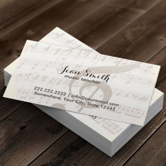 Musiklehrer Vintage Musiknoten Visitenkarte
