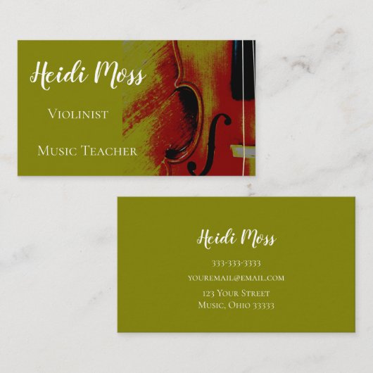 Musiklehrer Violinist Visitenkarte (Vorne/Hinten)