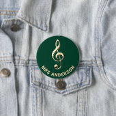 Musiklehrer Violinschlüssel Grün Personalisierter Button (Beispiel)
