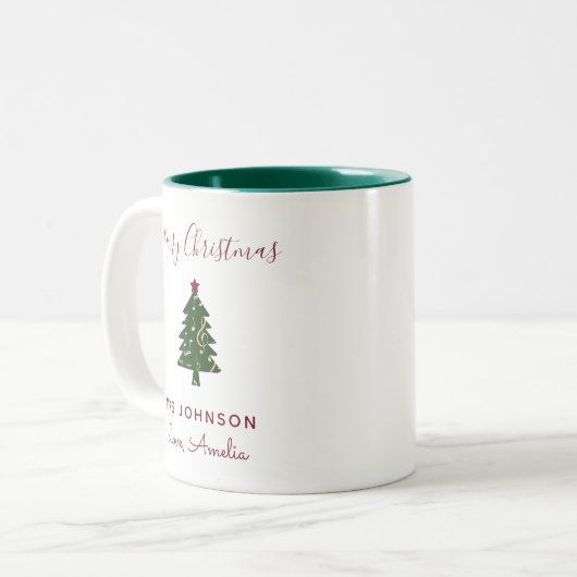 Musiklehrer Weihnachtsbaum Moderne Zweifarbige Tasse (Vorderseite Links)