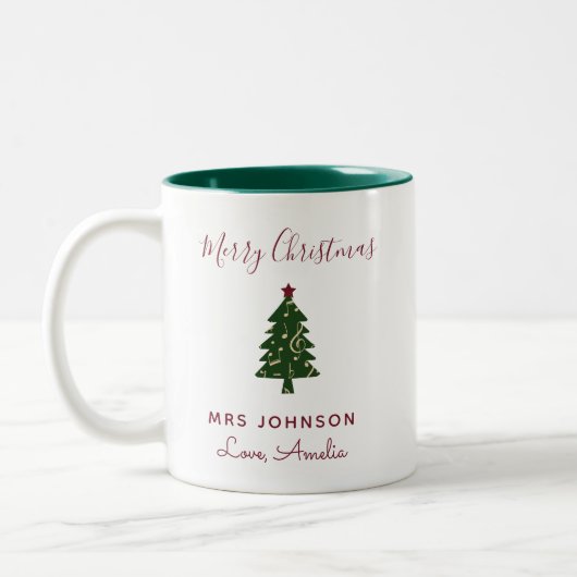 Musiklehrer Weihnachtsbaum Moderne Zweifarbige Tasse (Links)
