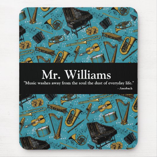 Musiklehrer, zurück zur Schule, Instrumente Mousepad (Vorne)
