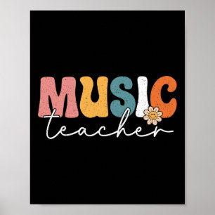 Musiklehrer Zurück zur Schule Musiker Band 1. Tag Poster