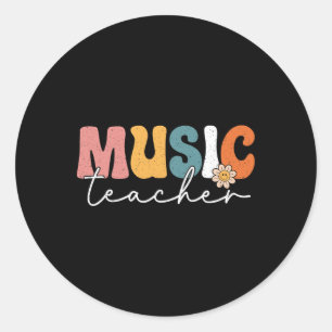 Musiklehrer Zurück zur Schule Musiker Band 1. Tag Runder Aufkleber