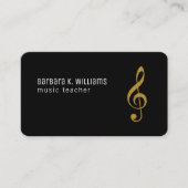 Musiklehrerin, schwarze Visitenkarte mit Musiknote (Vorderseite)