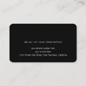 Musiklehrerin, schwarze Visitenkarte mit Musiknote (Rückseite)