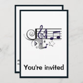 Musikleistung oder Erwägung:Schwarz und Weiß Einladung (Vorne/Hinten)