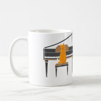 Musikliebhaber-Katze spielt Klavier Kaffeetasse