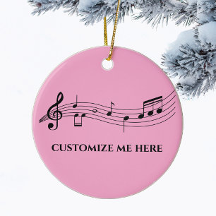 Musiklite Notizen Custom Music Teacher Pink Weihna Keramik Ornament