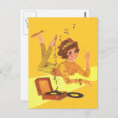Musikmädchen der 60er Jahre Postkarte (Vorne/Hinten)