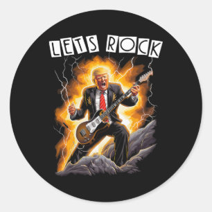 Musikmanie Lustiger Donald Trump spielt Gitarre -  Runder Aufkleber