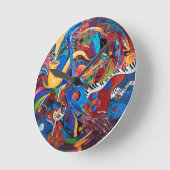 Musikmauer Uhr Musikinstrumente farbenfroh (Winkel)