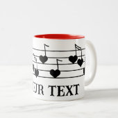 Musikmitarbeiter mit Schwarzen Herznotizen individ Zweifarbige Tasse (VorderseiteRechts)