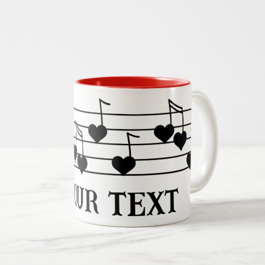 Musikmitarbeiter mit Schwarzen Herznotizen individ Zweifarbige Tasse (VorderseiteRechts)