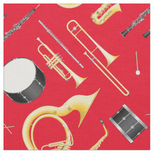 Musikmusiker Rot, Marschband Instrumente Stoff